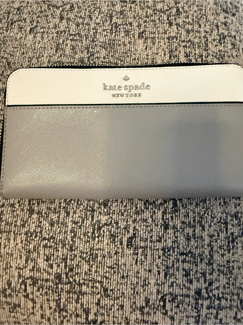 kate spade Two-Tone White and Light Gray Saffiano Wallet